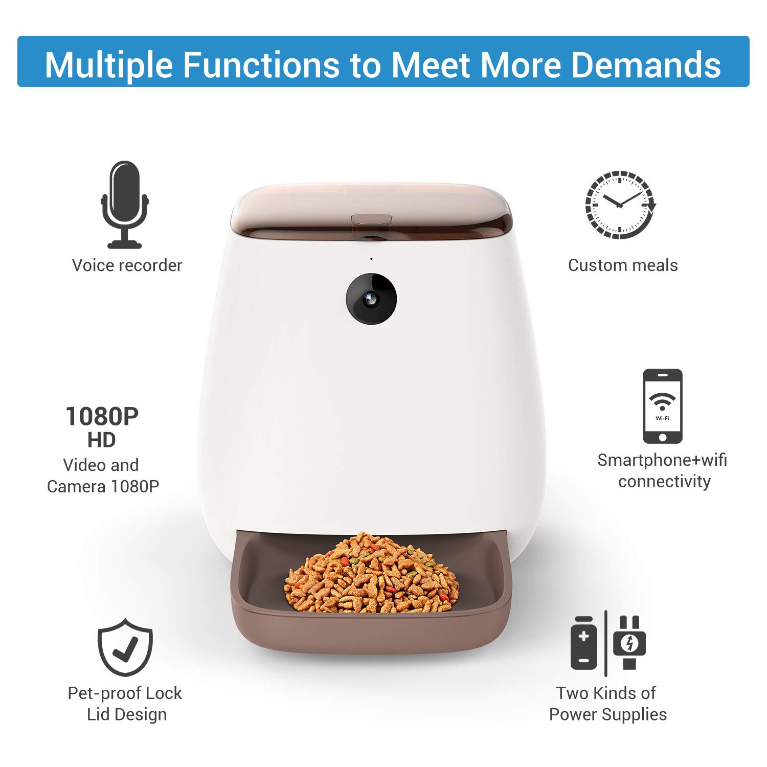 Nicrew Automatic Cat Feeder With 1080p Hd Wifi Camera Smart Feed