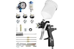 GATTLELIC LVLP Air Spray Gun Premium Kit with 1.3/1.5/1.7mm Nozzle & Air Regulator,Automotive Paint Sprayer, for Cars & House DIY Painting Gun(Black)
