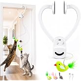 CATPICK Interactive Doorway Cat Toy, No-Adhesive Clip-On for Indoor Cats | Automatic Retractable bird-and-mouse motion with 8-minute auto-play, touch-to-wake response, USB charging, 2 birds &amp; 1 mouse