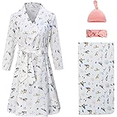 Miracle Baby Maternity Robe and Baby Swaddle Blanket, Matching Robe and Swaddle Set Mom And Baby, Hospital Labor and Delivery Gown