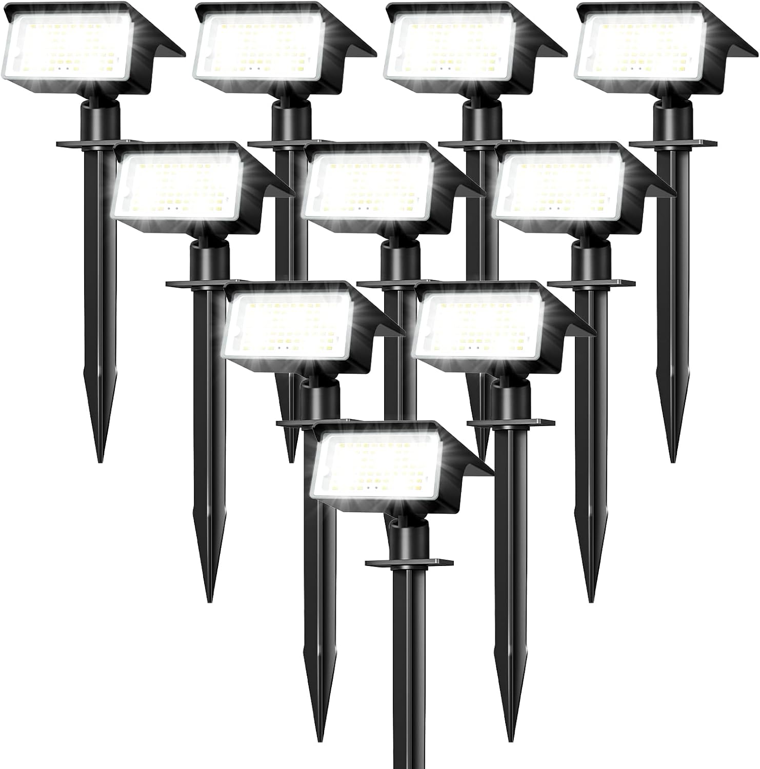 Lighting - nipify 10 Pack Solar Spot Lights Outdoor, [ 75 LED/4 Modes ] Solar Spotlights Outdoor Waterproof 2-in-1 Auto On/Off Solar Landscape Lighting for Outside Yard Wall Garden Pathway（Cool White