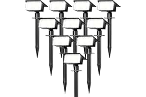 nipify 10 Pack Solar Spot Lights Outdoor, [ 75 LED/4 Modes ] Solar Spotlights Outdoor Waterproof 2-in-1 Auto On/Off Solar Landscape Lighting for Outside Yard Wall Garden Pathway（Cool White