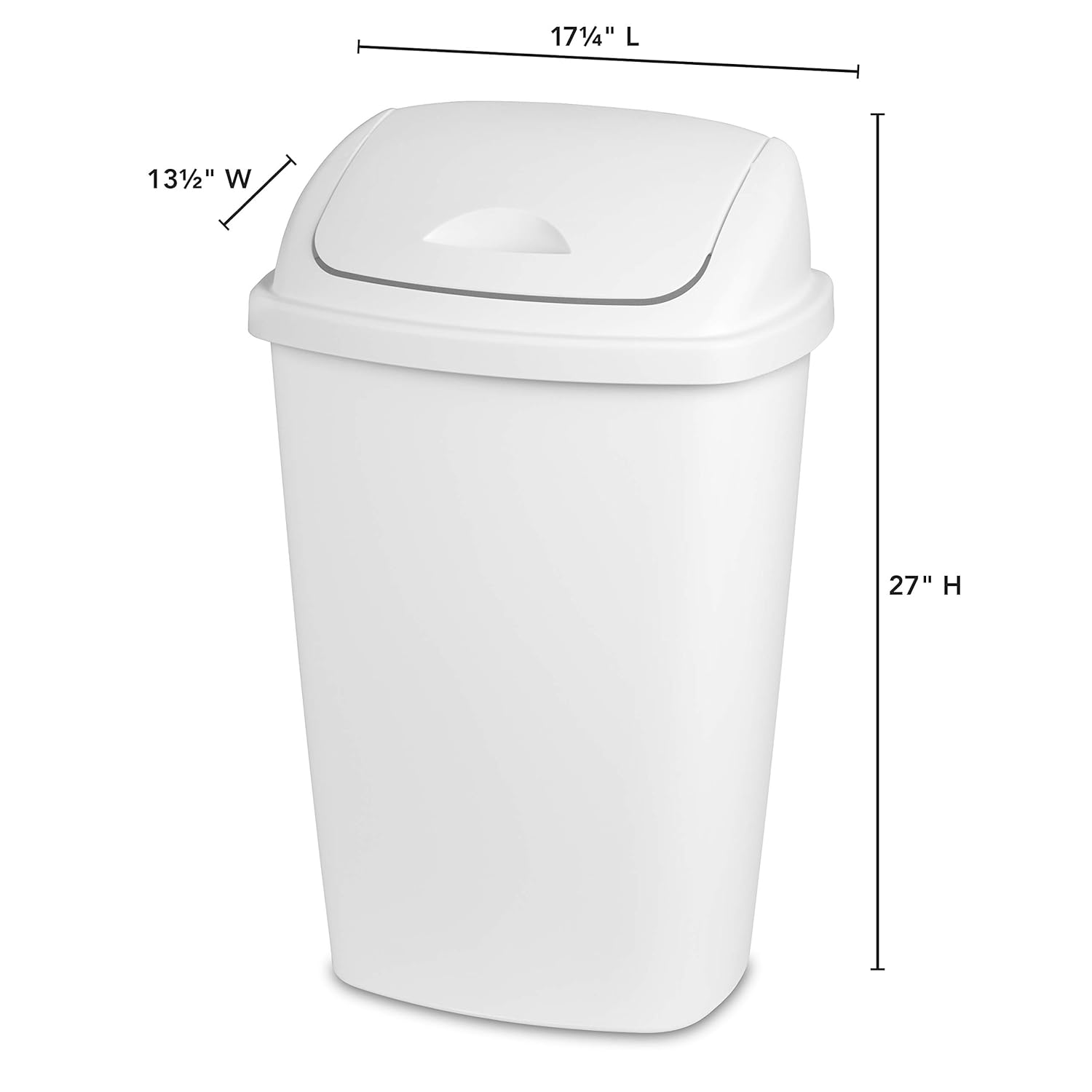 Sterilite 10888004 13.2 Gallon/50 Liter SwingTop Wastebasket, White, 4