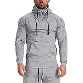 GYMELITE Men's 1/4 Zip Fashion Pullover Hoodie Athletic Workout Fit Cotton Hooed Sweatshirts Casual Long Sleeve with Pocket