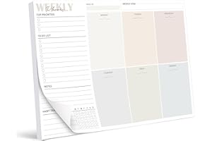 BIROYAL Teacher Supplies - Weekly Planner Notepad Undated - 50 Sheets Weekly To Do List Notepad (8.3"x11.7") - Weekly Planner Pad with Daily Checklist, Priority Todo & Notes - Home & Office Desk Accessories