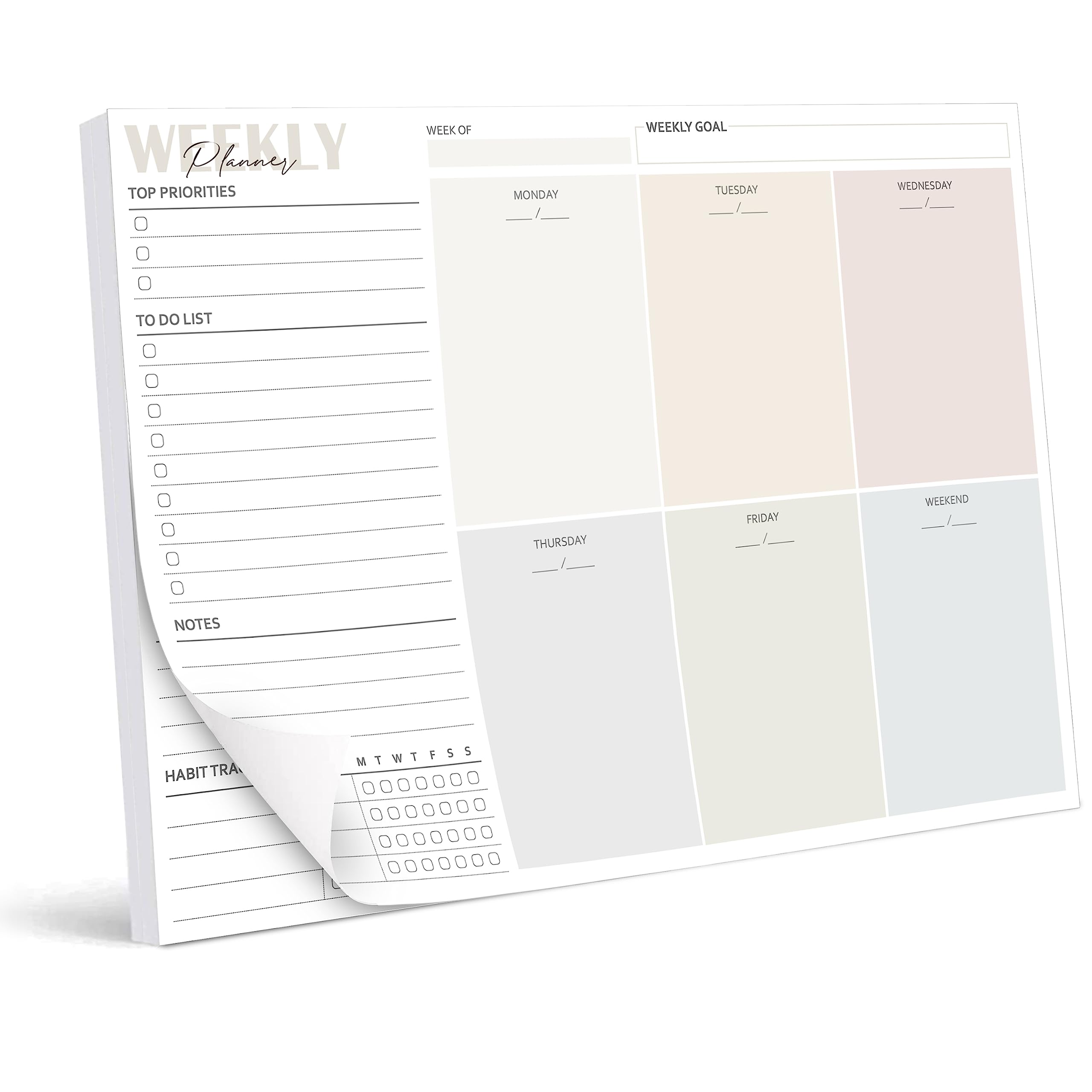 Weekly Planner Pad, 50 Sheets A4 Planning Pad New Year To Do List, Scheduler for Home School Work Office Sports Check-in 21 × 29.7cm