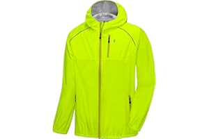 Little Donkey Andy Men's Cycling Stretch Rain Jacket with Hood, Windproof and Waterproof, Ultralight Windbreaker,Packable