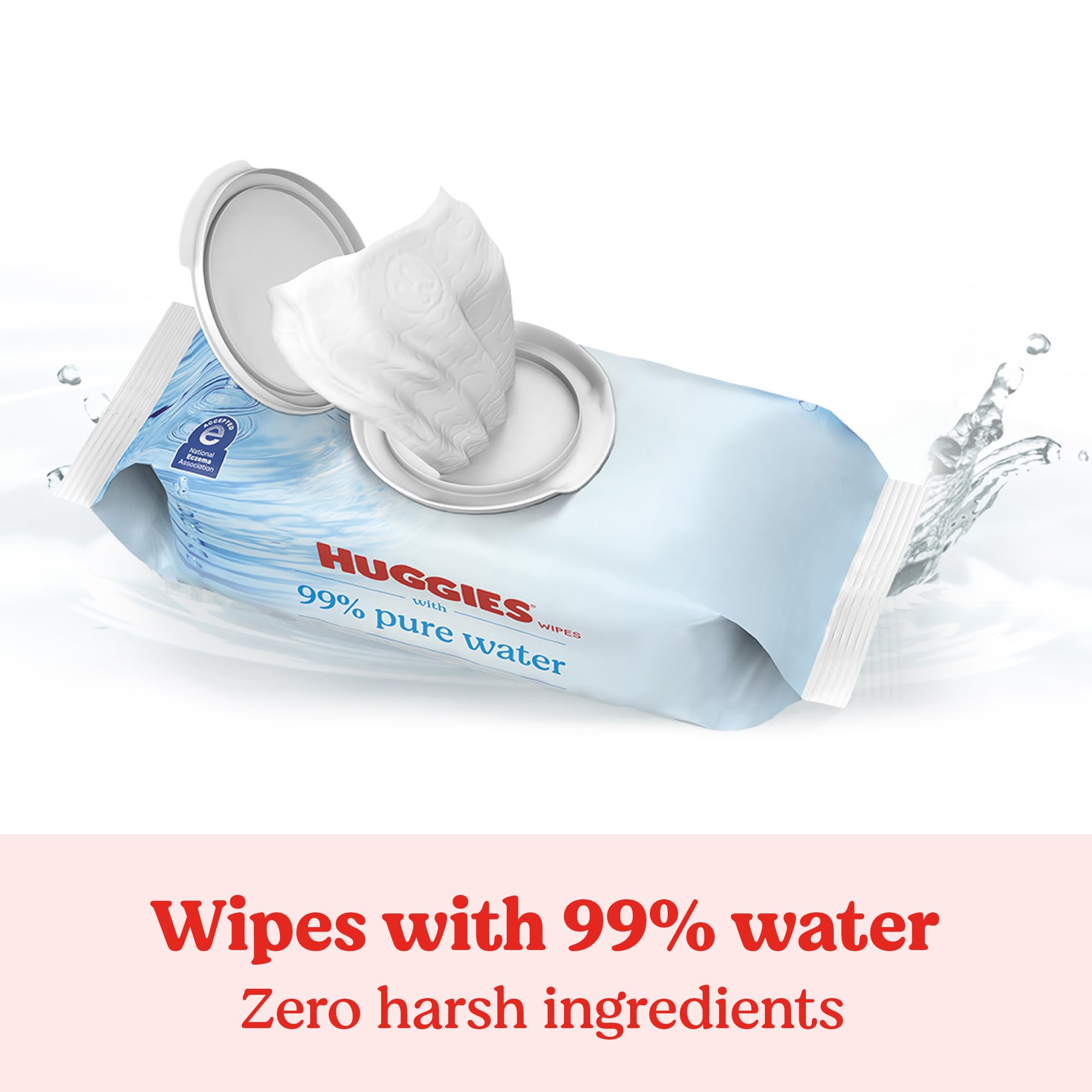 Huggies 99% Pure Water Baby Wipes, Unscented, 9 flip-top packs (3 Packs of 3), 504 Wipes Total, Packaging May Vary