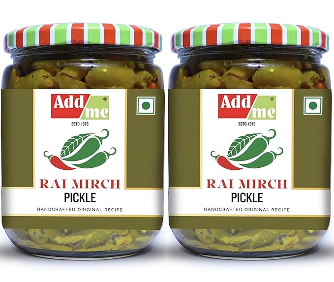 Add me Green Chilli Pickles 1kg Hari Mirch ka Achar 500gm + 500gm Pickle Glass jar