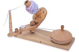 Ajuny Wooden Handcrafted Yarn Ball Winder Large Yarn Winder for Knitting & Crocheting - Hand Operated Premium Crafted Natural Ball Winder, Wood Size - 14" Lx10 H