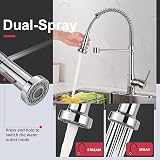 Cobbe Kitchen Tap Brushed Nickel Pull Down Sprayer 2 Modes High Arc 360° view 2