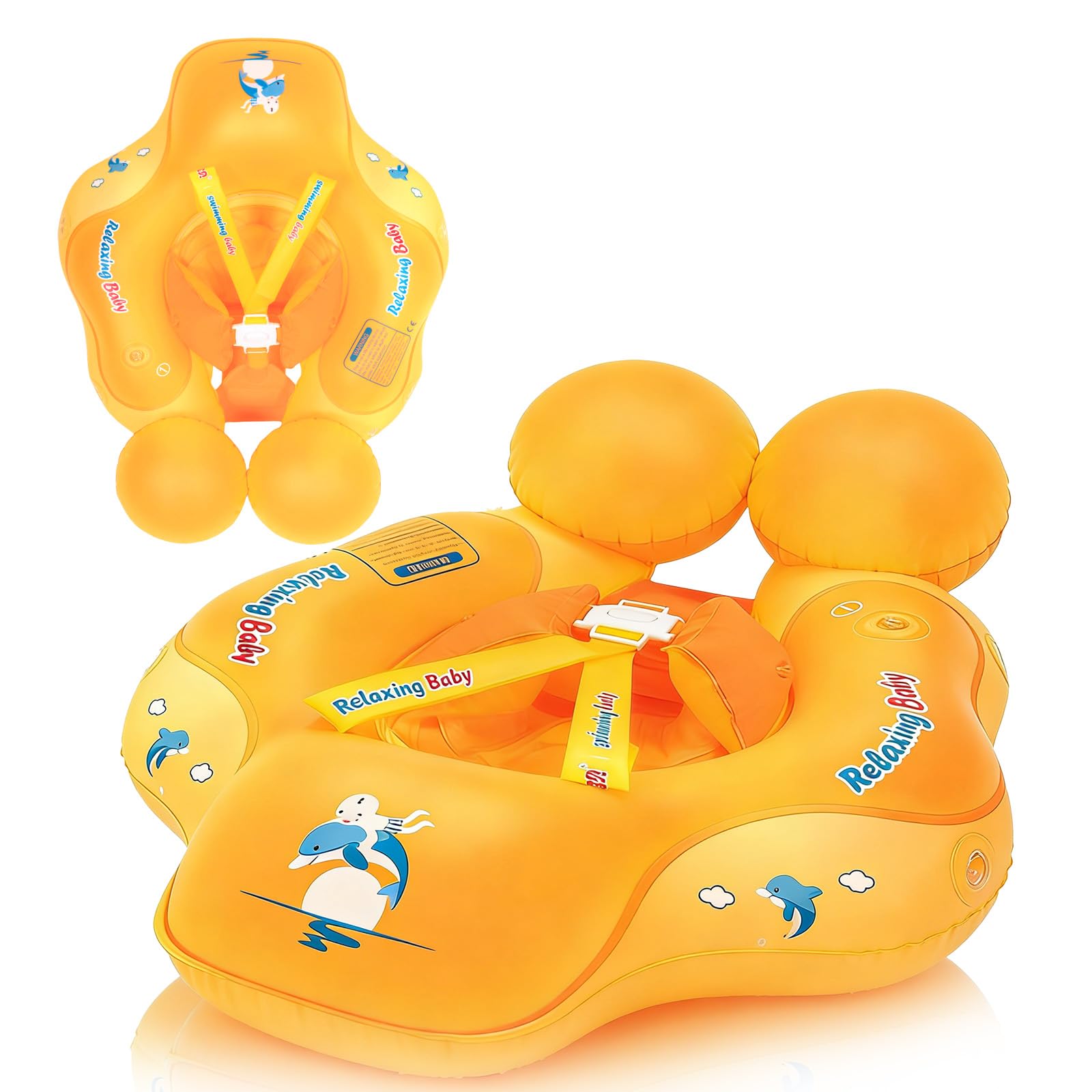 Newborn Baby Swimming Float 0-6 Months Inflatable Baby Float with Adjustable Seat 6-12 Months,Orange Baby Swimming Ring Pool Water Floats Inflatable Baby Swim Floats Ring for Toddlers Infant Babies β image 1
