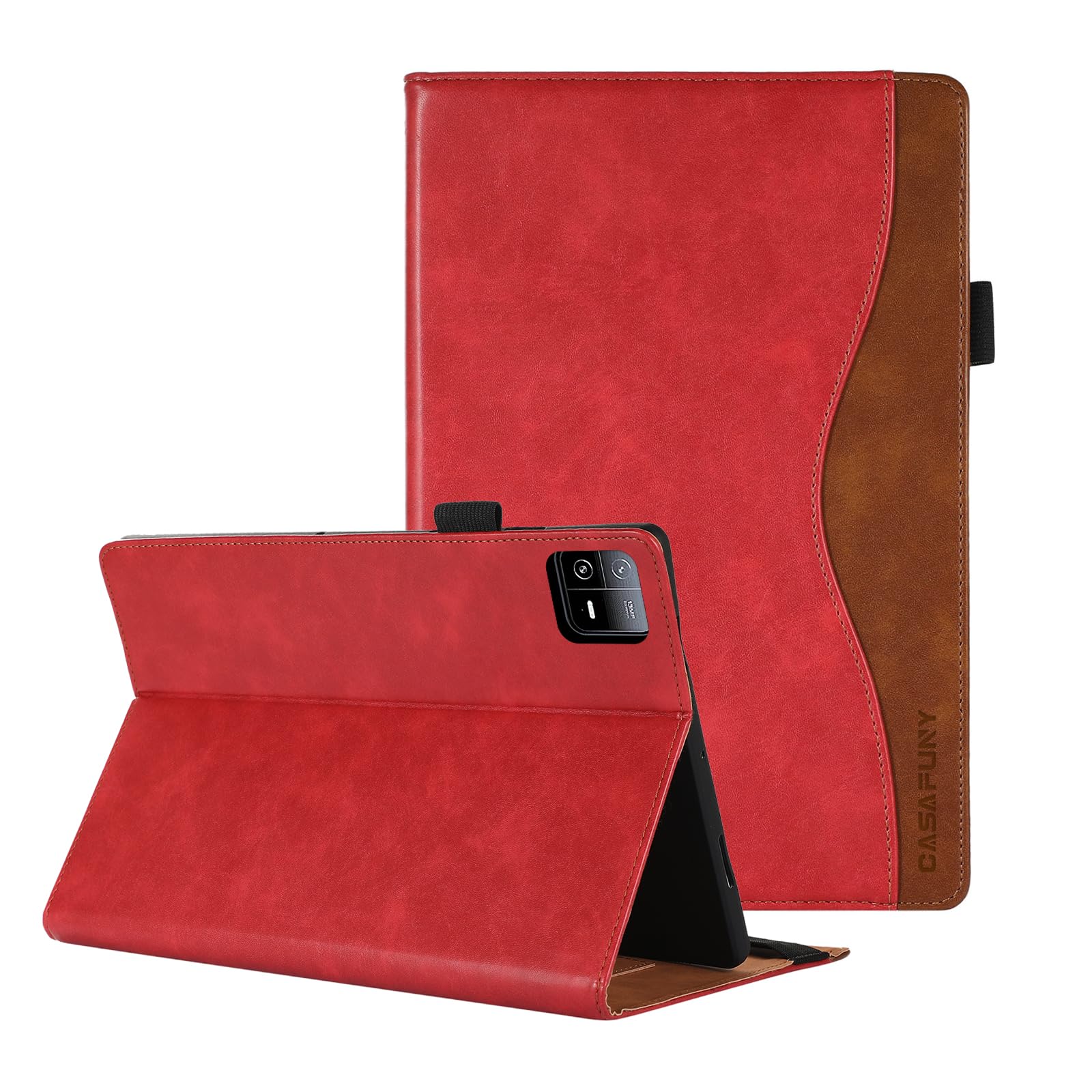 CASAFUNY Case for Xiaomi Pad 6 Pro, Premium PU Leather Protective Book Cover with Stand Function, Document Slots for Xiaomi Mi Pad 6 Pro 11 Inch 2023, Red