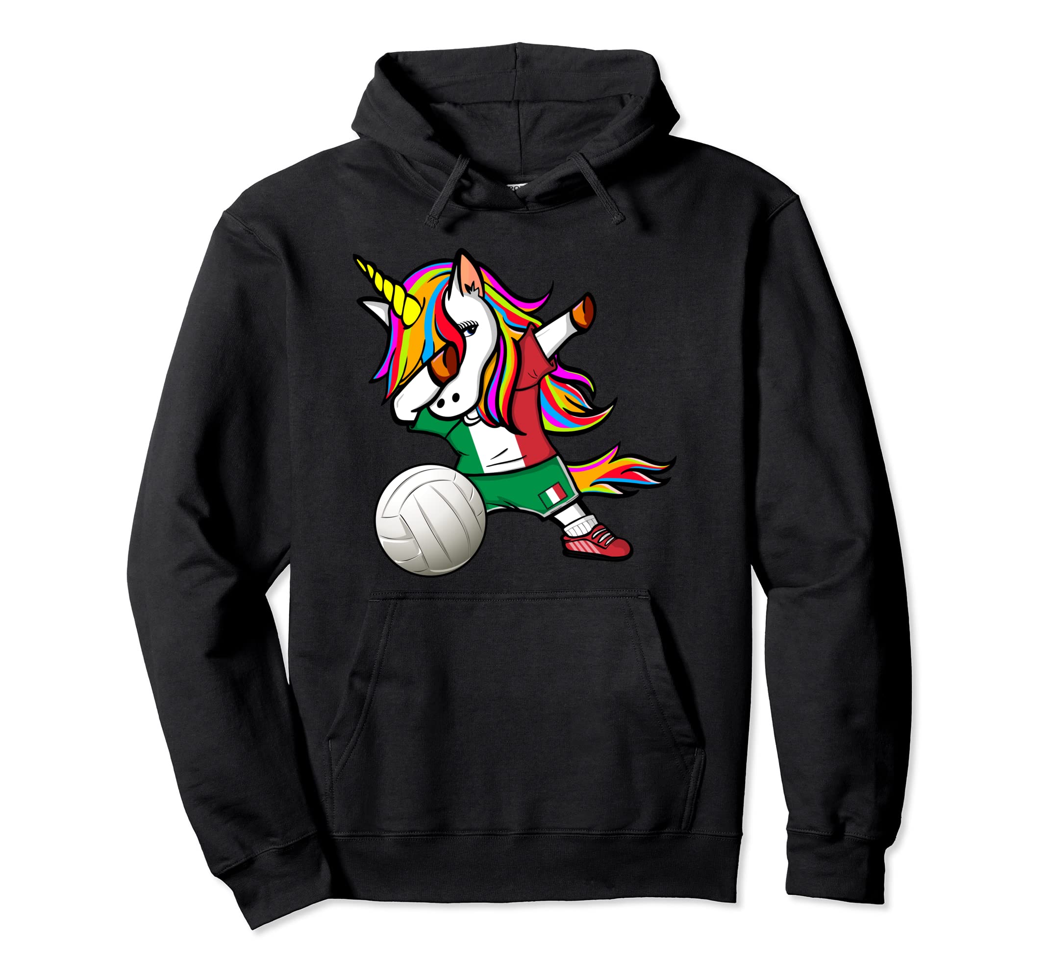 Dabbing Unicorn Italy Volleyball Fans Jersey - Italian Flag Pullover Hoodie