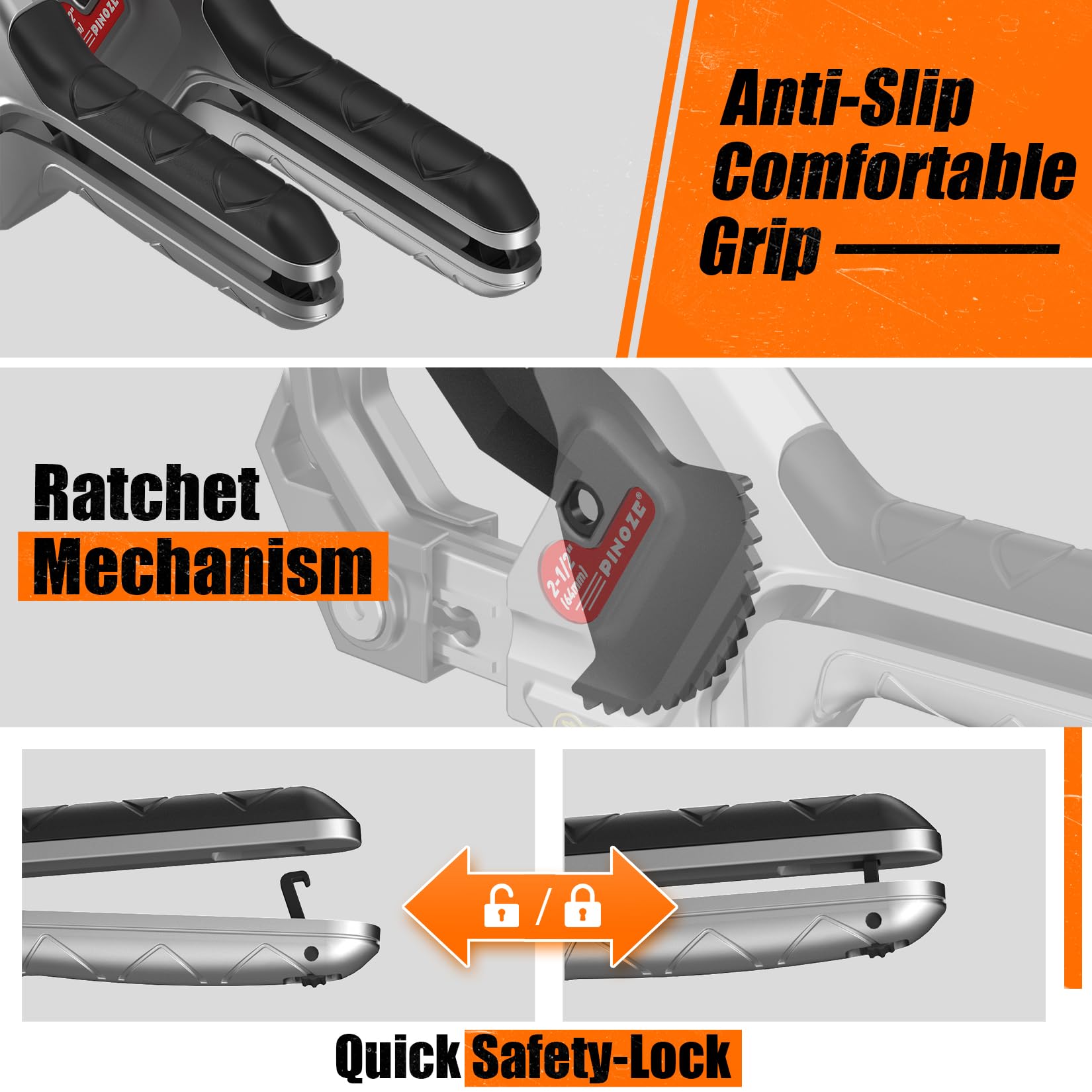 PINOZE PVC-Rohrschneider, 3-Gang-Einstellung, Schnitt bis zu 63 mm, Ratschen-Rohrschneider-Werkzeug, robust für PVC, PPR, PE, PEX, Kunststoffschläuche und Sanitärrohre mit Teflon-SK5-Klinge 4