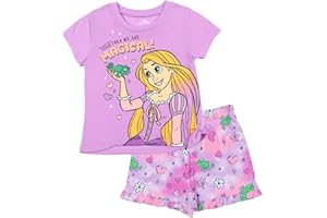 Disney Frozen Moana Princess Tiana Floral Peplum T-Shirt and French Terry Shorts Outfit Set Toddler to Big Kid