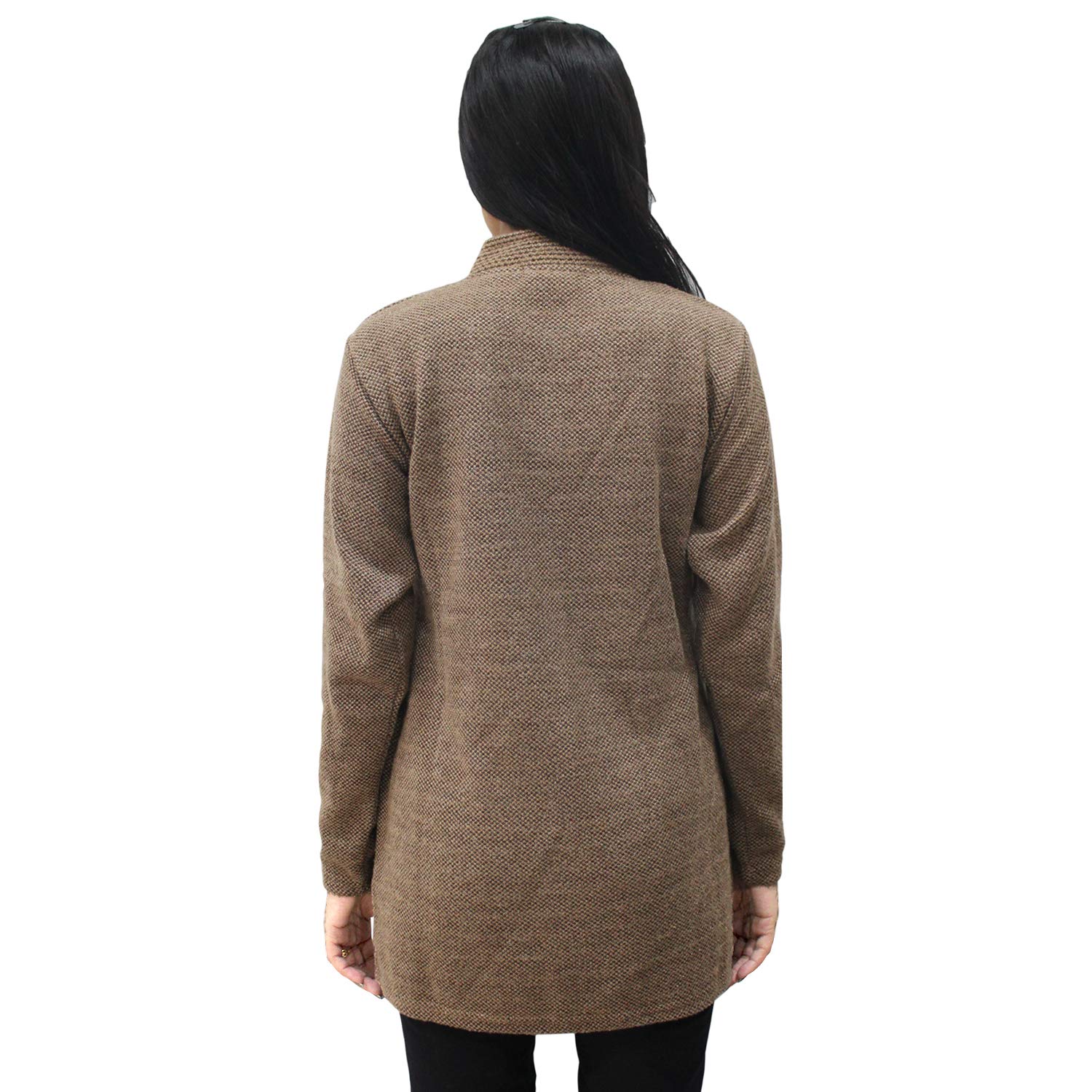 matelco womens woollen brown buttoned cardigan/coat with pockets