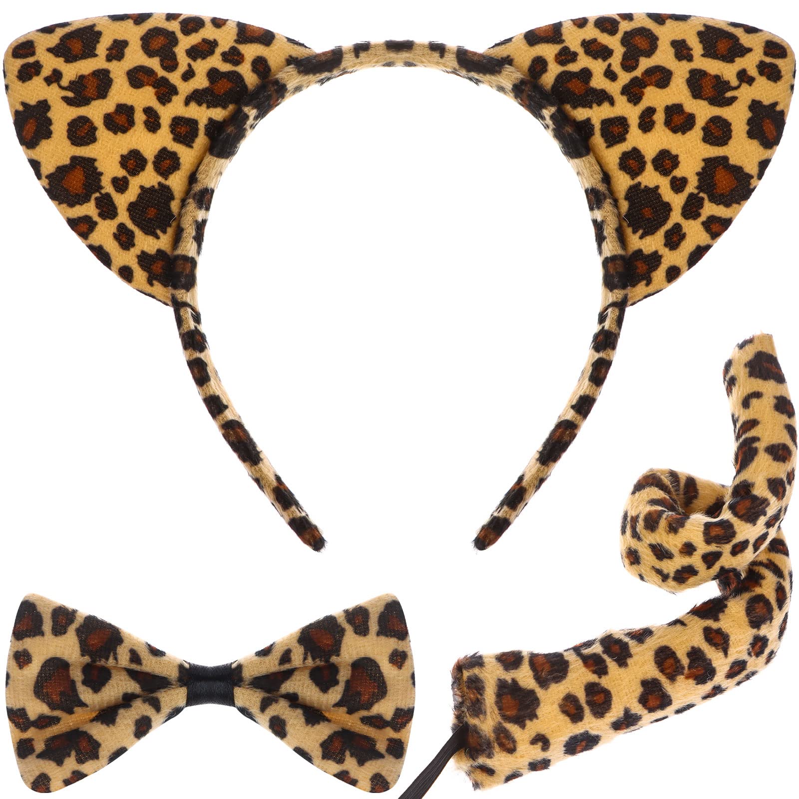 Bofeiya Frog Costume Set Animal Fancy Dress Costume Kit Frog Ear Headband Bow Tie Tail for Girls Halloween Cosplay Party Dress Up (Leopard)
