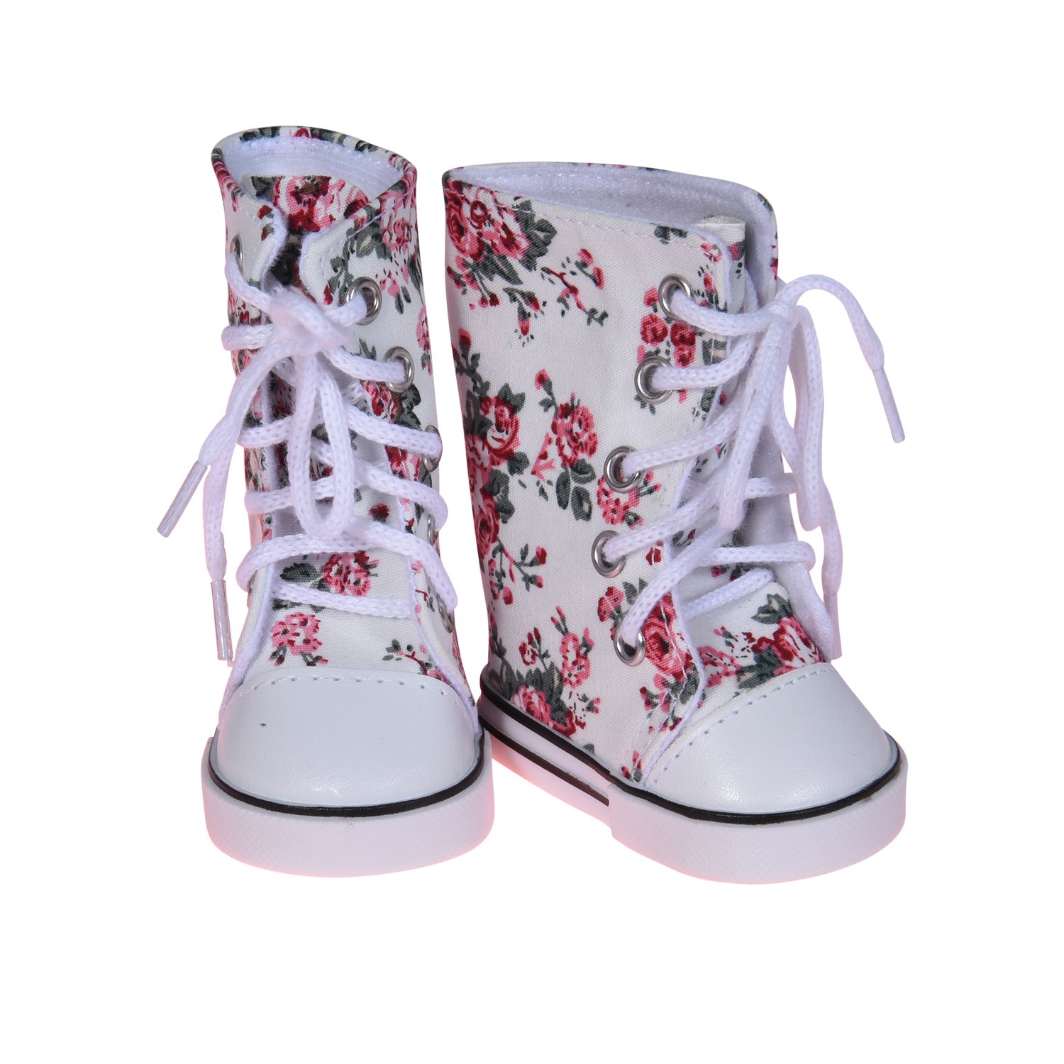 The New York Doll CollectionTM Red Printed High Tops Trainers Fits 18 inch/46 cm Dolls – Dolls Shoes Sneakers Accessories Set