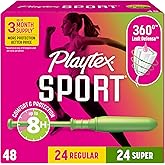 Playtex Sport Tampons, Multipack Regular/Super, Fragrance Free, 48 ct