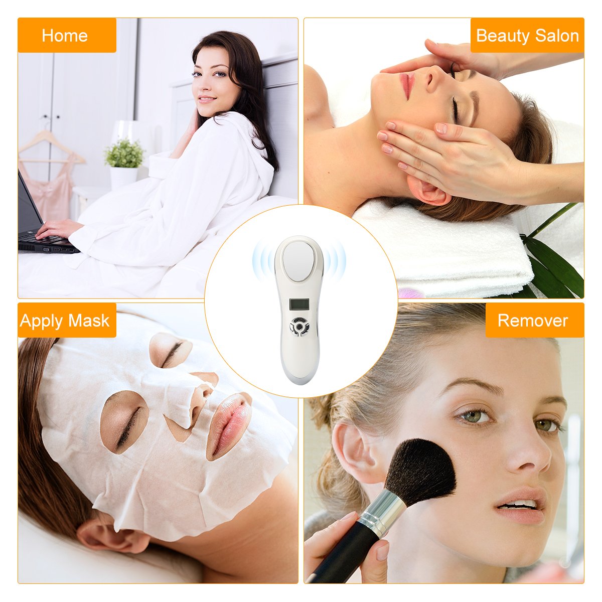 Hot and Cold Face Massager, Yusong Electric Facial Lift Device Sonic Cleanser, Vibration Heated and Cool Dual Modes Portable Face Eye Roller Machine Beauty Supplies (Handheld, White): Health & Personal Care
