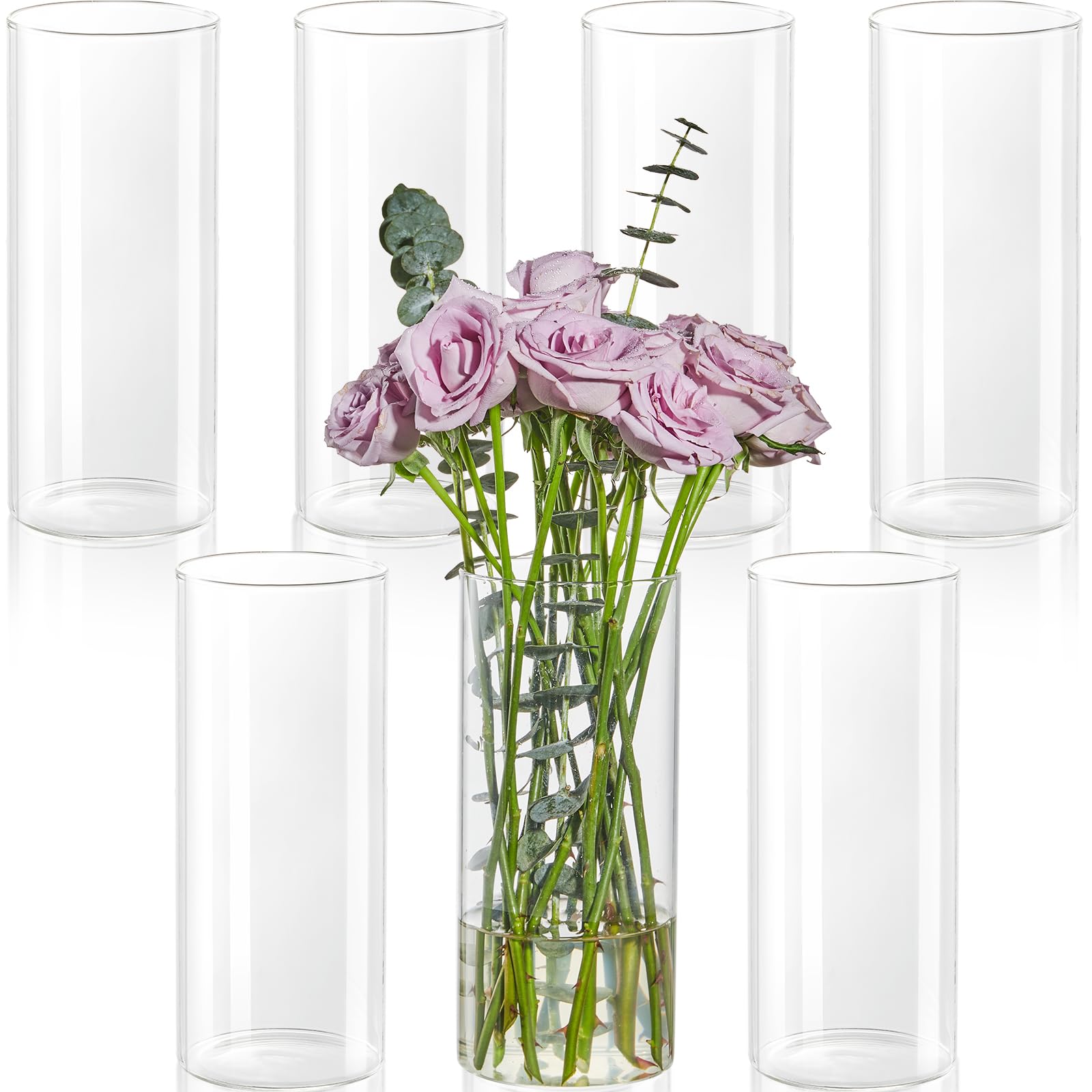 Photo 1 of ** OLY 5 PCS  *** *** DYMFADFB  Glass Cylinder Vases for Centerpieces - 8 Inch Tall Glass Vases for Flower, Clear Flower Vase Bulk Floating Candle Vase for Table Centerpiece Wedding Home Décor