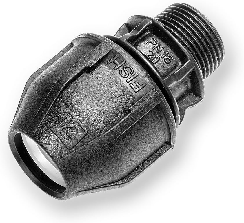 Raccordo A Pressione PE 20 Mm X 3/4 Maschio – 2 Pezzi – 16 Bar – Resistente UV