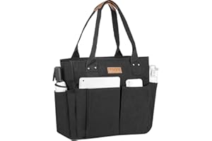 Canvas Tote Bags for Women, Nicav Large Utility Tote Bags with Pockets Zip Top for Teacher Nurse Work