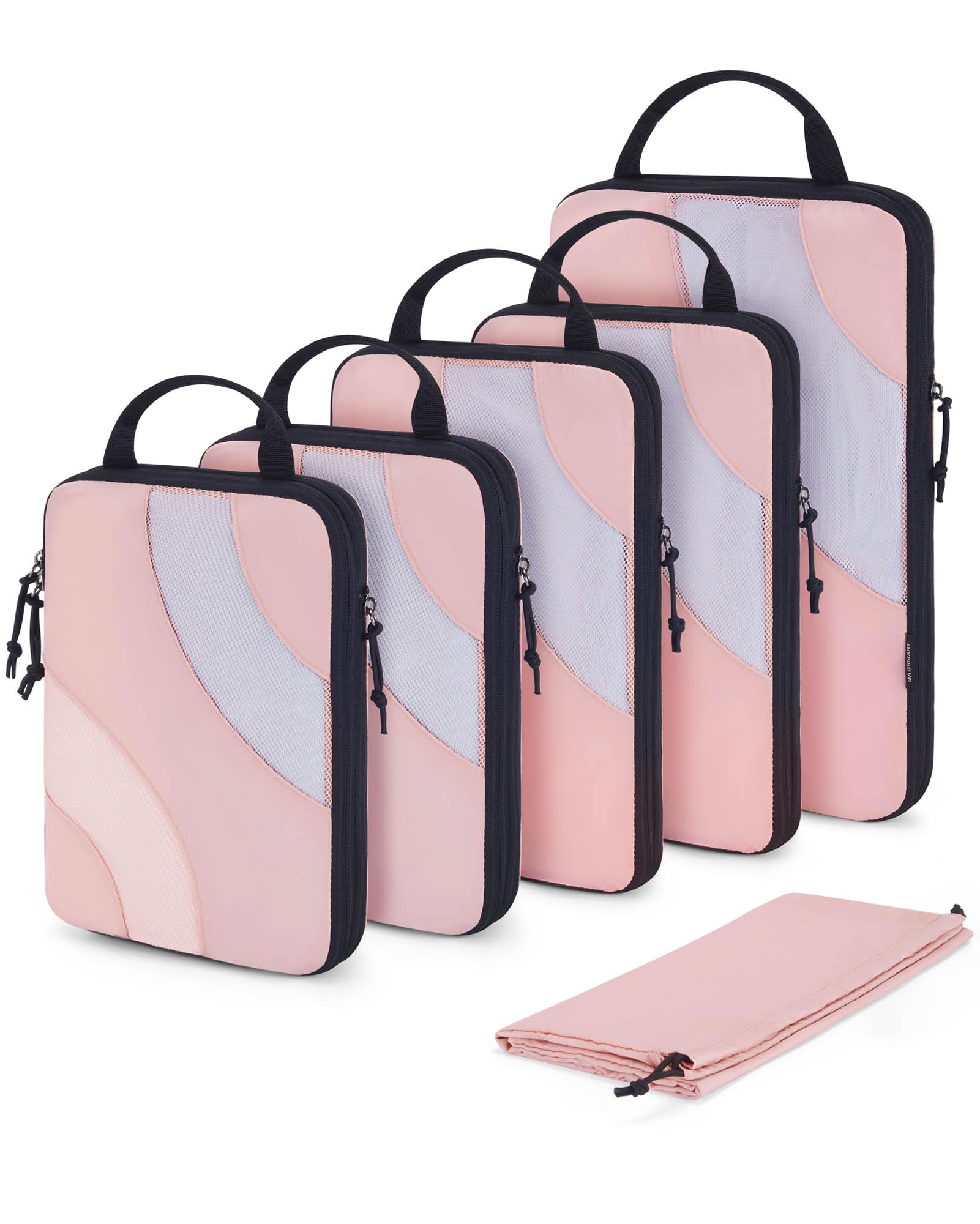 Photo 1 of BAGSMART Compression Packing Cubes for Travel, 6 Set Travel Packing Cubes for Suitcases, Compression Suitcase Organizers Bag Set & Travel Cubes for Luggage, Lightweight Packing Organizers Baby Pink