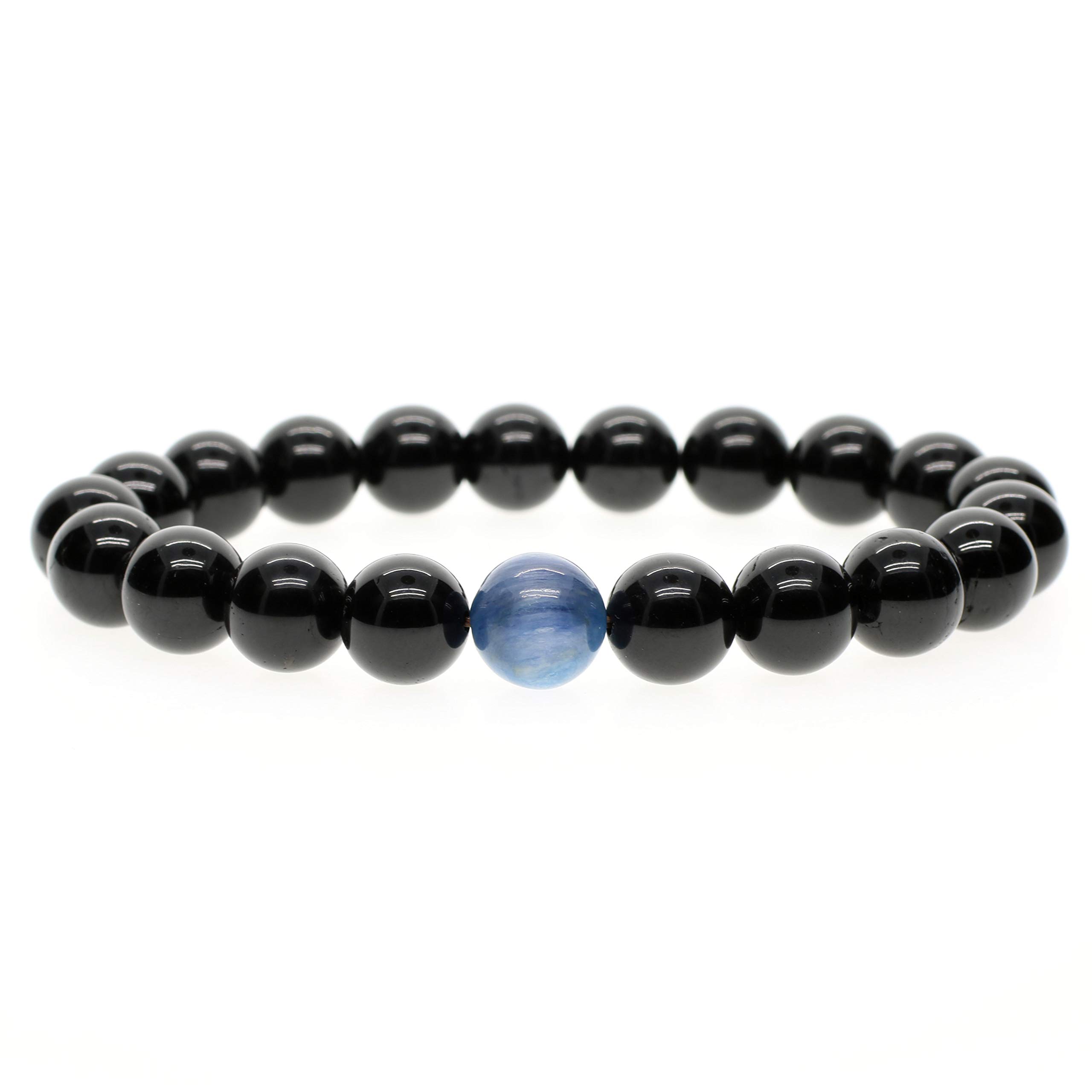 COAI Kyanite Black Tourmaline Bracelet Women's Men's Stone Beaded Bracelet