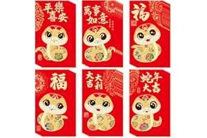 JORMAHO 36 Pieces Chinese New Year Red Envelopes 2024, Lunar New Year of Dragon Lucky Money Envelopes, Red Envelope Packets Hong Bao with 6 Different Gold Embossed Patterns, Large (3.5 x 6.6 In/9 x 16.8 cm)