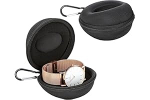 LETURE 2 Pieces Single Watch Travel Case for Men, Single Watch Storage Box Gift Box for Wristwatches & Smart Watches up to 50mm (Black)