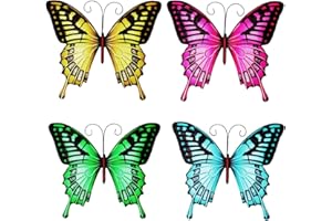 AFFORT Metal Butterfly Wall Art Decor,4 Pack Metal Colorful 10'' Butterfly Outdoor Sculpture Iron Outdoor Hanging Decor Ornaments Metal for Front Yard Fence Patio Balcony Garden Decorations (Butterfly)