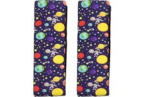 SUXGUMOE Baby Seat Belt Strap Cover, 2 Pcs Kids Car Seat Belt Cushions Pads, Shoulder Strap Protectors for Girls Boys (Space 4A)