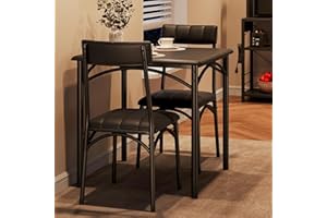 Amyove Kitchen Table and Chairs for 2, Square Dining Room Table Set with 2 Upholstered Chairs, 3 Piece Kitchen Table Set for Small Space, Apartment, Rustic Black