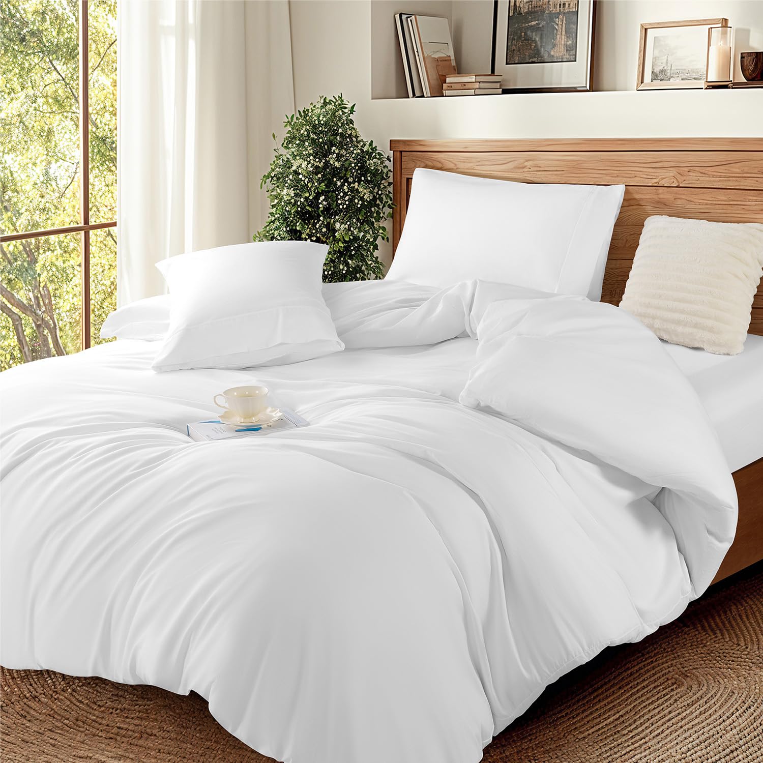 Photo 1 of DEITAS 100% Cotton Duvet Covers - 1200 Thread Count, Luxury Egyptian Cotton Comforter Cover, Hotel Bedding Duvet Covers 3 Piece (King,White)