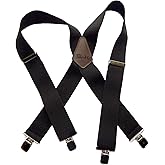 Holdup 2" Wide Contractor Suspenders for Men with Patented No-slip metal clip.
