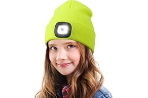 YunTuo LED Beanie for Kids, Unisex Rechargeable Headlamp Hat Winter Night Lighted Cap, Gifts for Kids Boys Girls