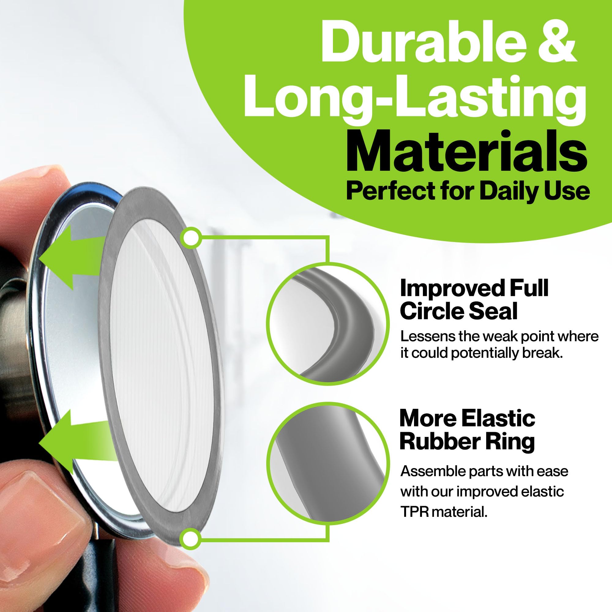 Durabasics Classic 3, Cardiology 3 & Cardiology 4 Accessories Kit for Littmann Stethoscope Replacement Parts & Littmann Stethoscope Parts - Fits Classic III, Cardiology III & IV - Grey