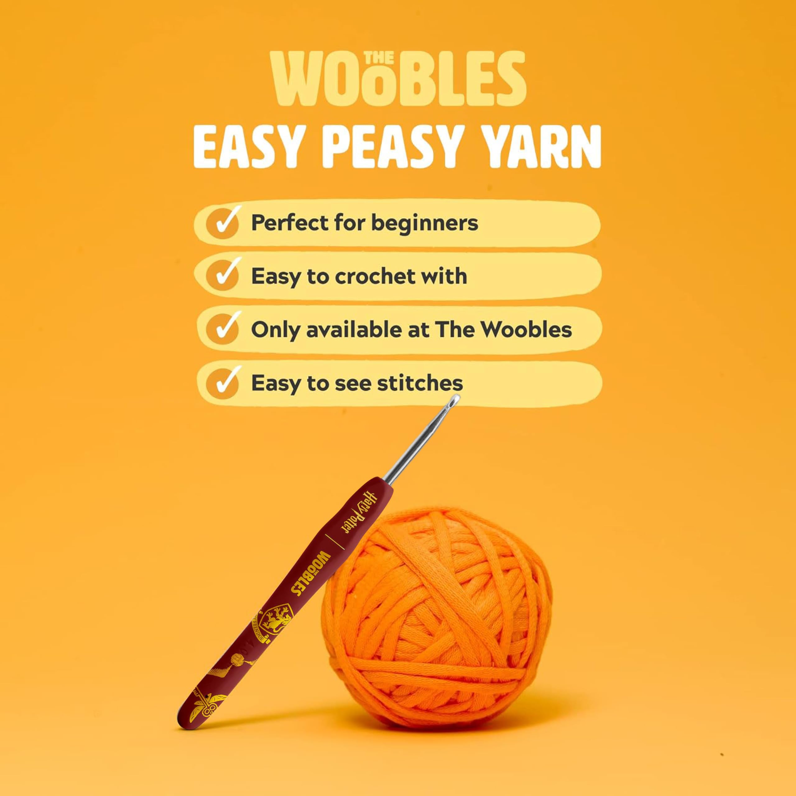 The Woobles Beginners Crochet Kit with Easy Peasy Yarn as seen on Shark Tank - with Step-by-Step Video Tutorials - Harry Potter