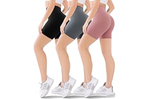 Blisset 3 Pack Women's Active Shorts - 3”/5”/8”High Waist Tummy Control No See -Through for Cycling Jogging Gym Workouts