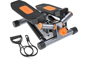 LUBBYGIM Steppers for Exercise at Home, Mini Stepper with Resistance Bands, Stair Stepper with 350LBS Loading Capacity, Hydraulic Twist Fitness Stepper with LCD Monitor