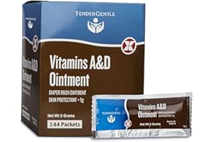 TENDERGENTLE Vitamin A&D Ointment For Baby Diaper Rashes - 144 Packets of A and D Ointment for Adults, Babies, and Seniors - Skin Protectant Cream