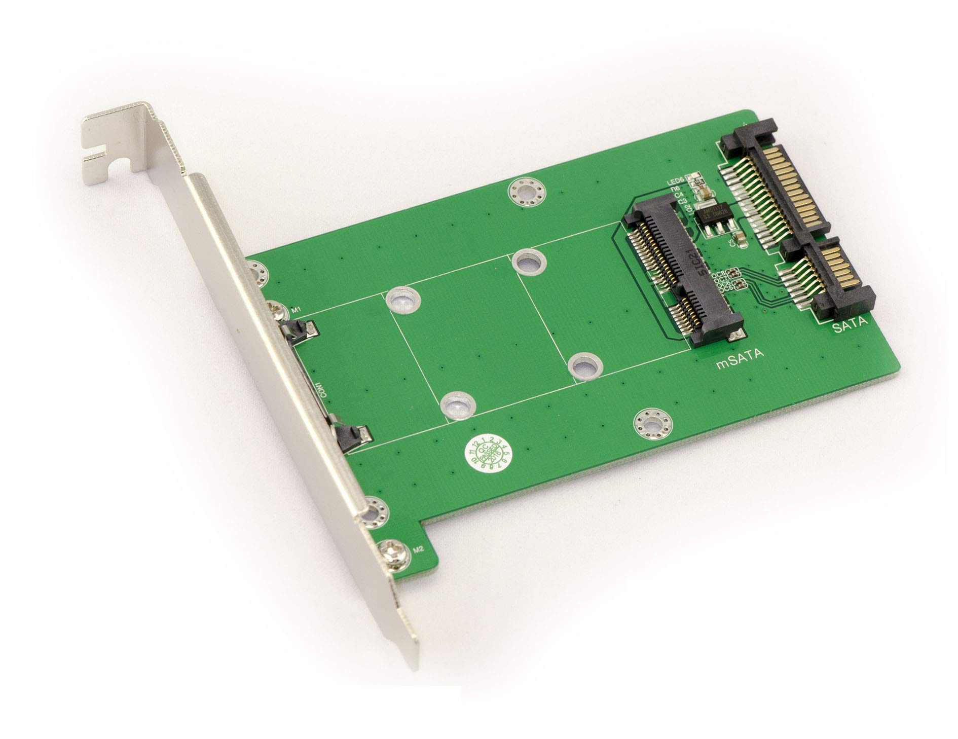 KALEA-INFORMATIQUE mSATA to SATA adapter with mounting bracket, for mounting a mSATA SSD to a SATA hard drive port.