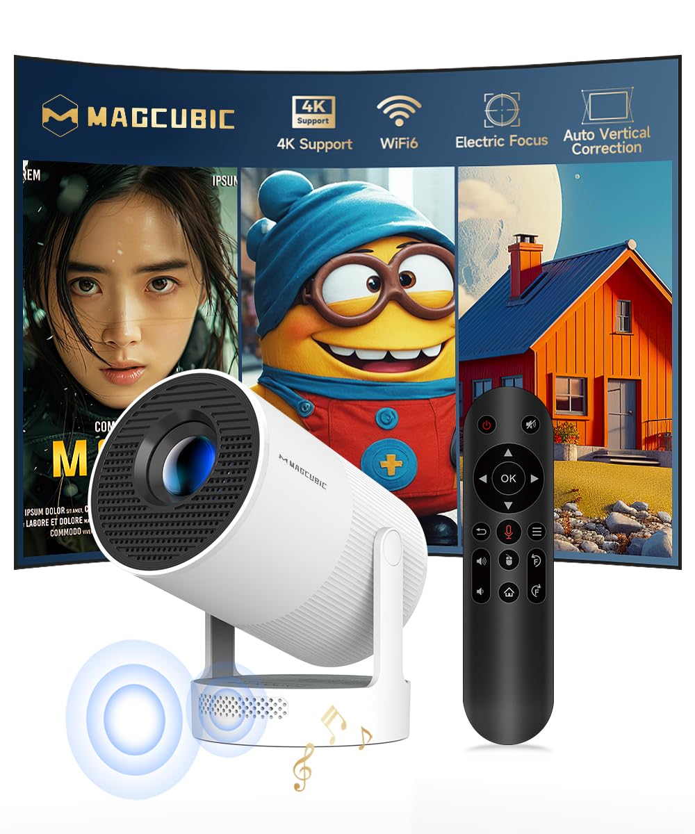 Photo 1 of ?Electric Focus?Magcubic Mini Projector 4K Support, Portable Projector with WiFi 6 and Bluetooth 5.4, Smart Proyector, 5W Soundbase Speaker, 180°Rotation for Home Theater