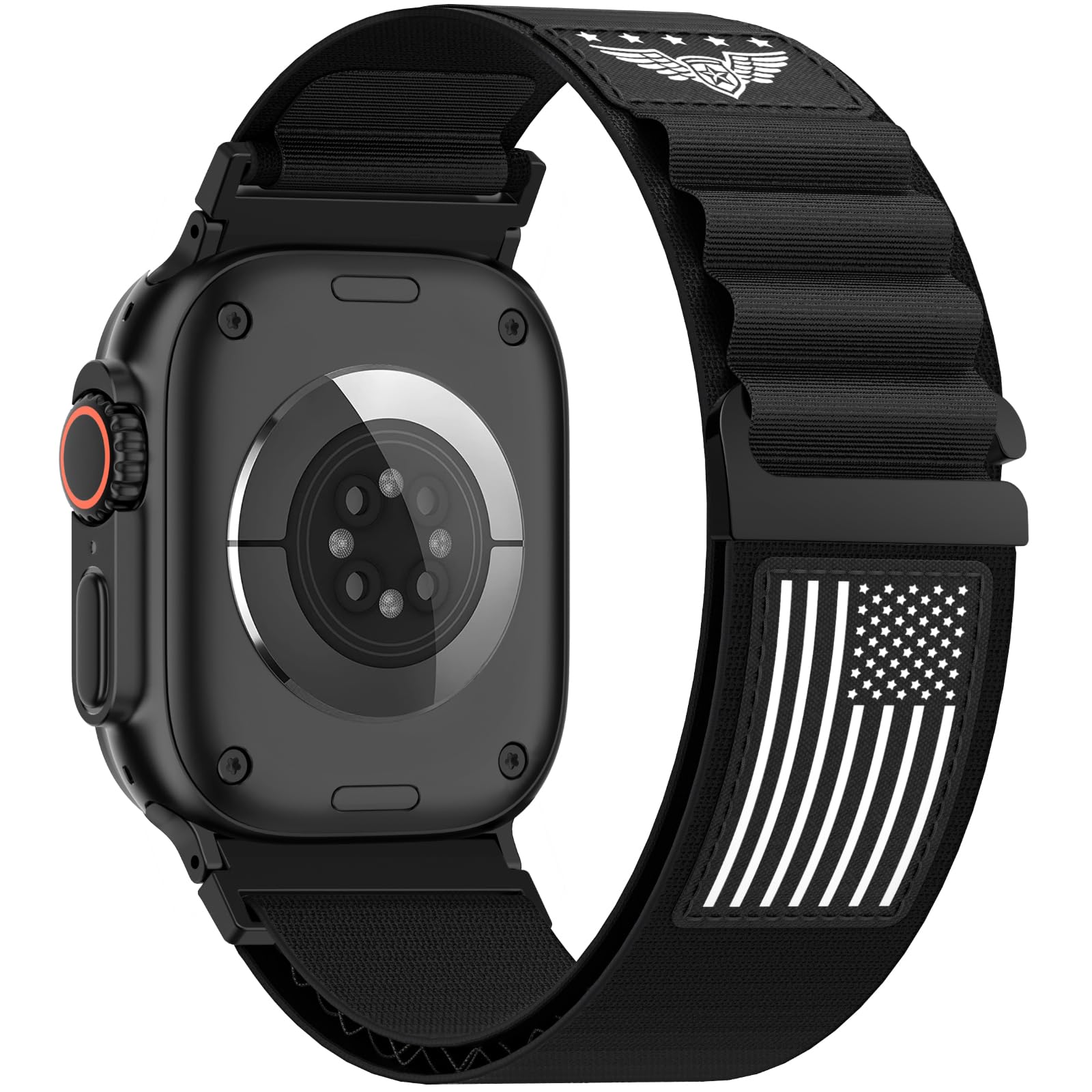 Alpine Loop Nylon Band Compatible with Apple Watch Bands Ultra 3/2 49mm 46mm 45mm 44mm 42mm for Men, Stretchy Nylon Sport Strap Star-Stripe Flag Wristband for iWatch Series 11/10/9/8/7/6/5/4/3/SE3 2 1