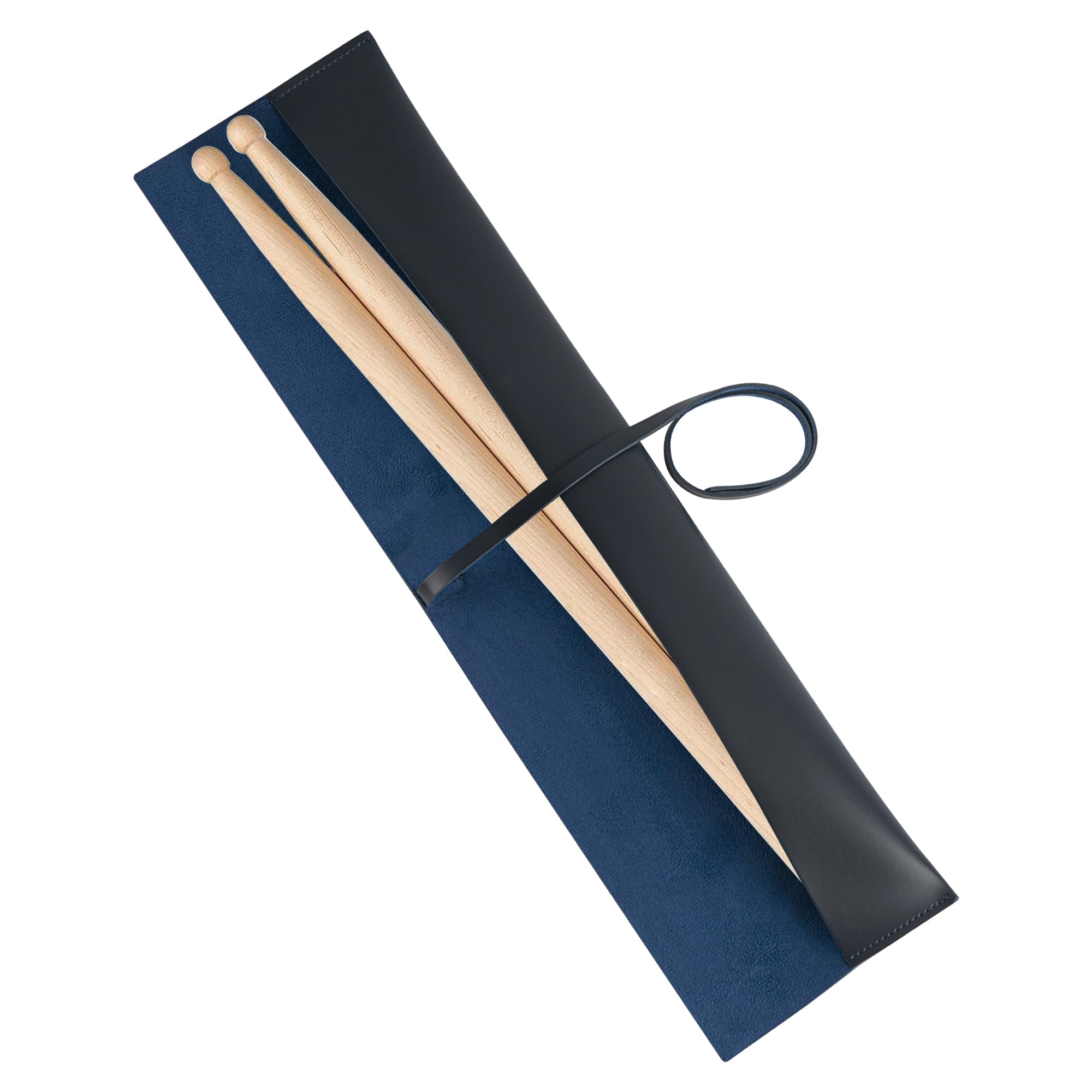 Musiin PU Leather Drumstick Bag Drum Stick Holder for Storage and Carrying, Drum Stick Storage Handbag and Carrying Case, Drum Accessories (Dark Blue)