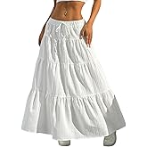 Verdusa Women's Long Maxi Skirt 2026 Boho Flowy Flared Ruffle Skirts Beach Vacation Spring Going Out Outfits