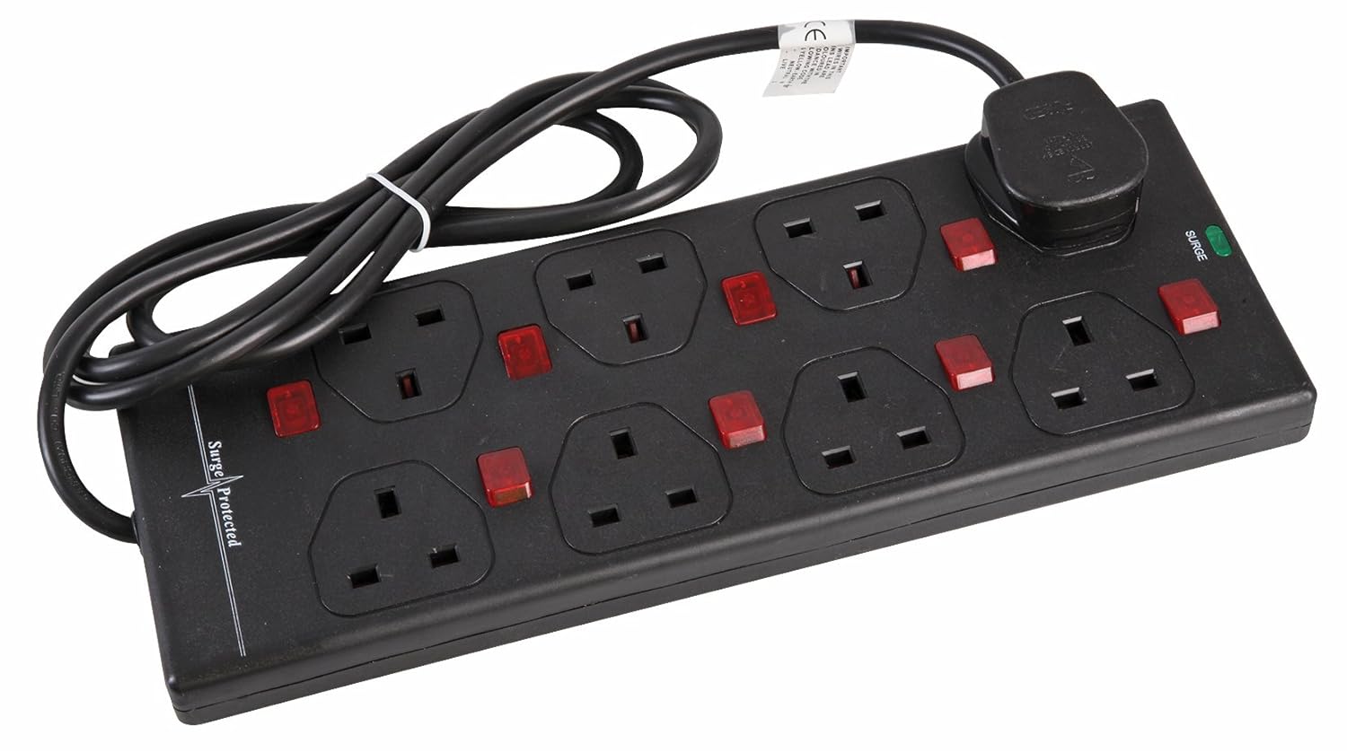 pro elec 5 m 8 Way 8 Gang Surge Protected Switched Neon Extension Lead