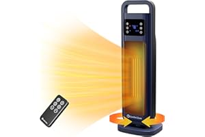 Comfort Zone 26-Inch 1500W Tower Space Heater for Indoor Use, Remote Control, Adjustable Thermostat, 24-Hour Timer, 50° Oscillation & Overheat Protection – Portable Electric Heater for Bedroom, Navy